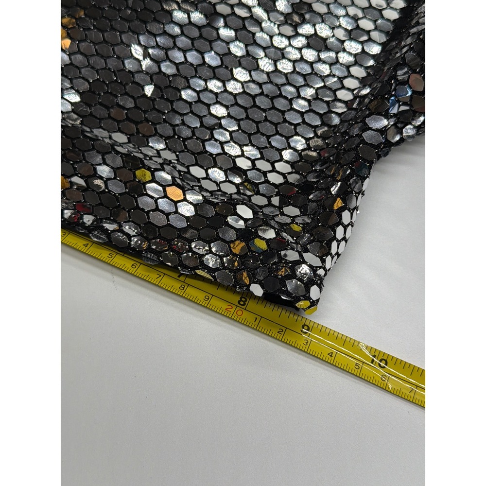 Mens Silver Sequin‎ Disco Festival Shorts Black Elastic Waist Rave Party Small - Picture 4 of 9